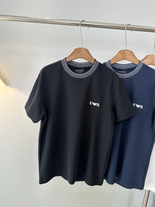 点此购买EA7春夏季男士螺纹拼接领弹力短袖T恤 ye 342171 商品图9