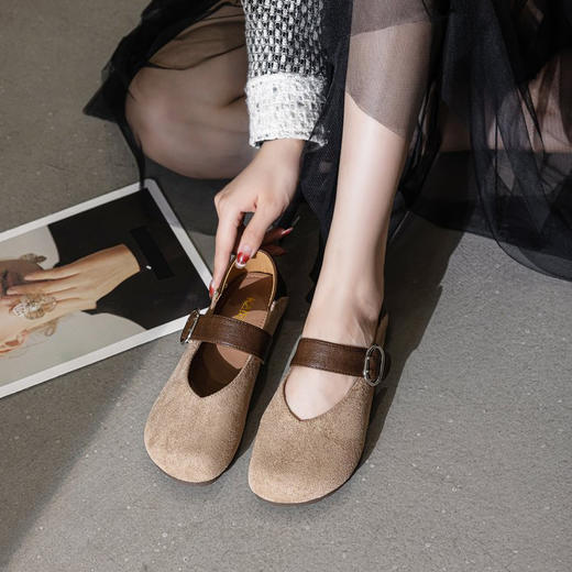 意大利凯撒KAISER 复古圆头玛丽珍绒面一字带单鞋 5色可选 商品图6