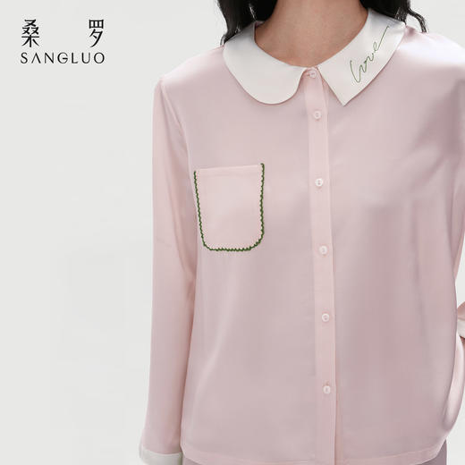 温柔海棠』桑罗睡衣套装桑蚕丝撞色显白女家居服可外穿 商品图4