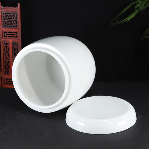 骨灰坛天然玉石白玉玉净面骨灰桶港罐骨灰盒16cm*19cm 商品图0