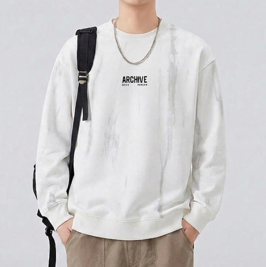 半身缘男装 春季黑白哲学低调质感舒适潮流字母印花卫衣261212P04510205 商品图3