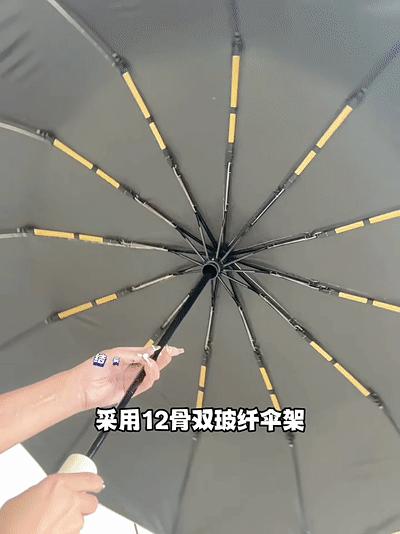 【小来】全自动晴雨伞，12骨抗风更稳固，一键自动开合，黑胶防晒，阻隔99.9%紫外线，荷叶拒水伞布 商品图2