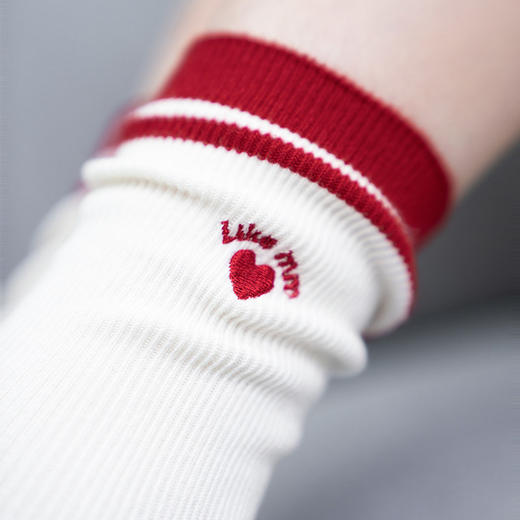 靴下物中筒袜女款桃心刺绣工艺春夏季薄款袜子纯棉透气女士堆堆袜 商品图1
