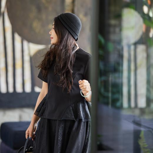 【林栖设计小店】凉风荷语|手钩贝壳牌多色桑蚕丝蕾丝飞片2026夏新款T恤1962184 商品图6