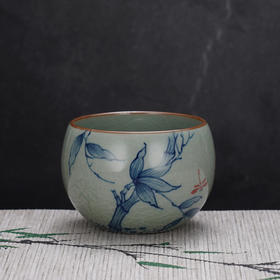 子佩集S990【修竹清风】摆件【SR003】纯银茶具冰裂纹梅兰竹菊茶杯-龙腾景德镇手绘2508
