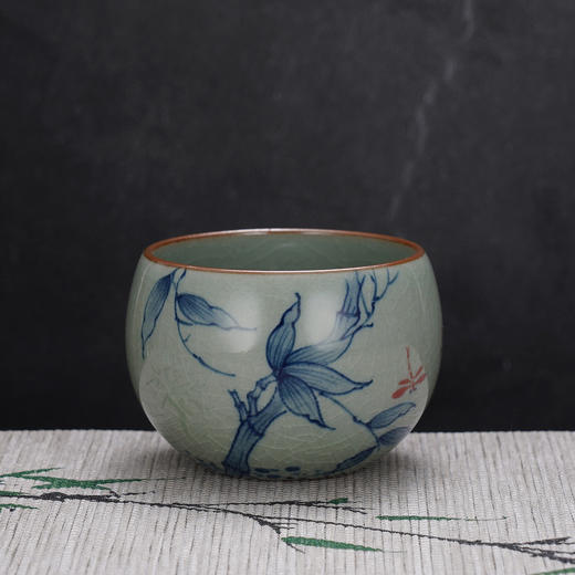 子佩集S990【修竹清风】摆件【SR003】纯银茶具冰裂纹梅兰竹菊茶杯-龙腾景德镇手绘2508 商品图0