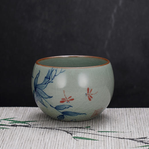 子佩集S990【修竹清风】摆件【SR003】纯银茶具冰裂纹梅兰竹菊茶杯-龙腾景德镇手绘2508 商品图2