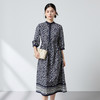桑蚕丝真丝弹力双绉立领缠枝，印花连衣裙显瘦气质裙SM-1682662655 商品缩略图3