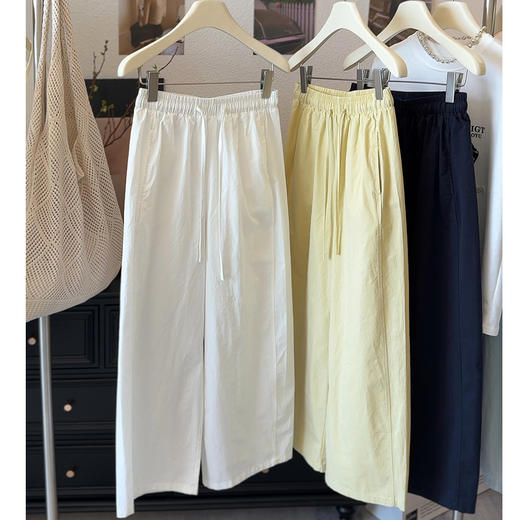 韩系小个子阔腿裤 休闲九分裤~夏季薄款洗水棉质宽松裤子 纸片裤子 商品图0