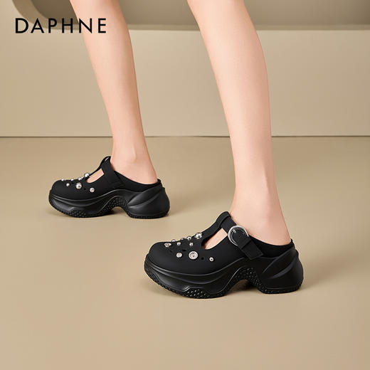 达芙妮厚底洞洞鞋女款2025夏季新款外穿小个子增高凉鞋包头半拖鞋2503026 商品图8