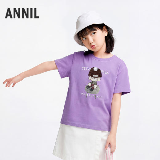 女童圆领短袖针织衫夏季新款安奈儿童装EG621759 商品图2