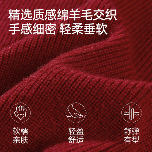 【复古-氛围感-羊毛开衫】逸阳新款春秋冬三季可穿红色圆领显瘦百搭开衫外套5319 商品图1