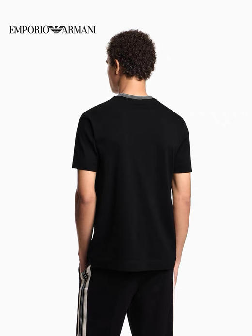 点此购买EA7春夏季男士螺纹拼接领弹力短袖T恤 ye 342171 商品图6