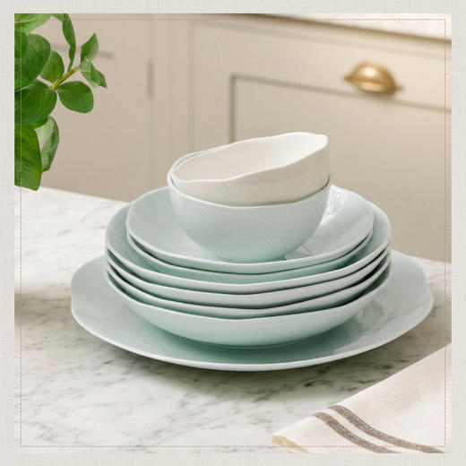 【玛戈隆特】荷塘月色餐具套装家用高端骨瓷简约盘碗碟高颜值中式绿色 商品图2