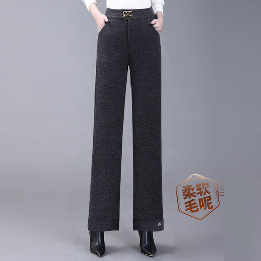 秋冬加绒加厚毛呢女裤子新款超火今年流行爆款直筒阔腿裤时尚气质 商品图2