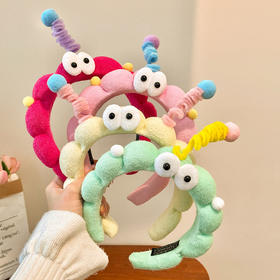 【稳固不易掉❗趣味十足】大眼睛扭扭棒发箍元气少女洗脸拍照发卡可爱卡通头饰搞怪头箍。xa