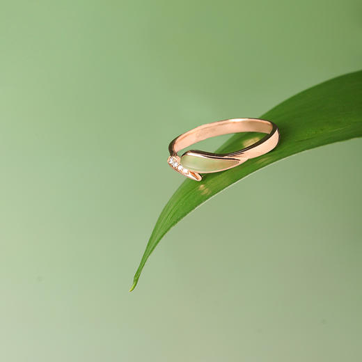 ［东方幸趣］18K金符山石镶钻戒指#篁竹 商品图1