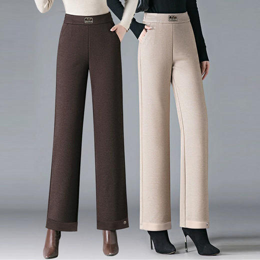 秋冬加绒加厚毛呢女裤子新款超火今年流行爆款直筒阔腿裤时尚气质 商品图1