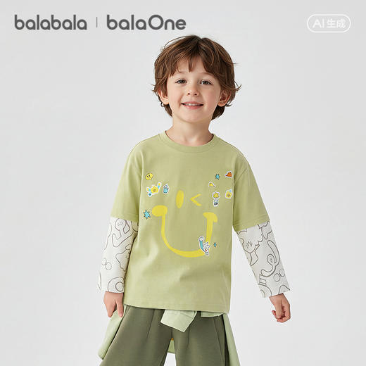 【balaOne】巴拉巴拉童装儿童长袖t恤男女童2026新款春装纯棉上衣 商品图2