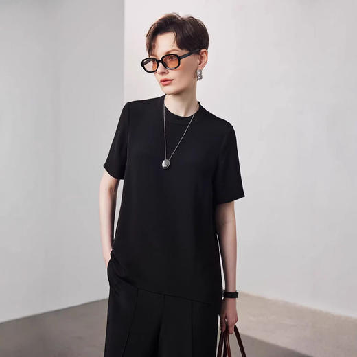30姆米重磅2026新款春夏纯色圆领短袖外搭内穿时尚女士上衣 商品图1