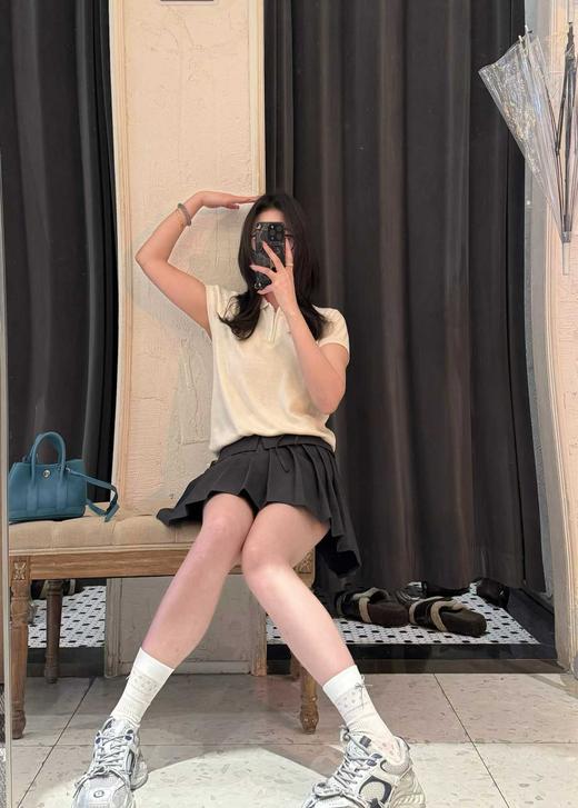 【门店同款】ENJOY春季“柔权主义”半拉链短袖针织衫 169250427 商品图1