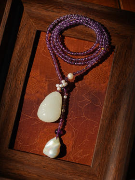 和田玉天鹅珍珠项链