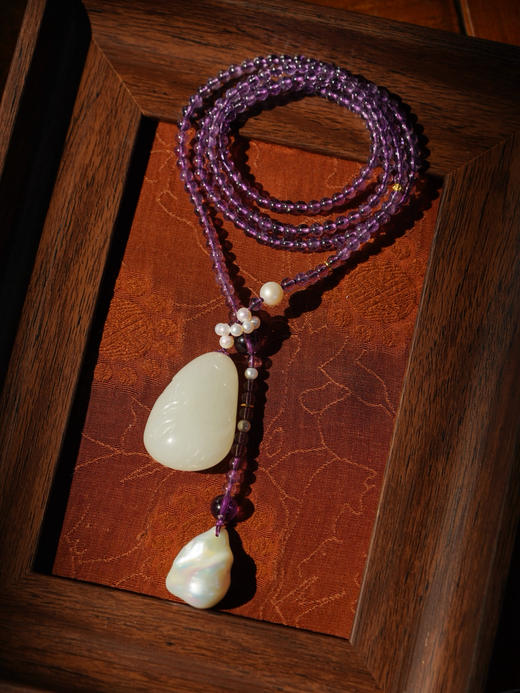 和田玉天鹅珍珠项链 商品图0