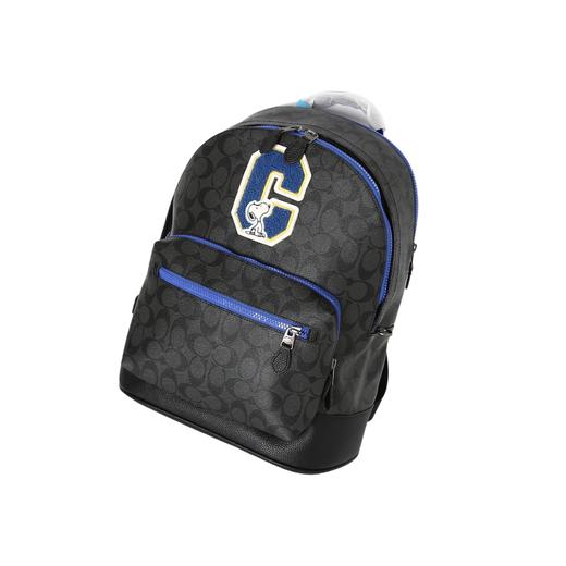 人造革配牛皮革 背包双肩包 男款 炭黑色老花 商品图3