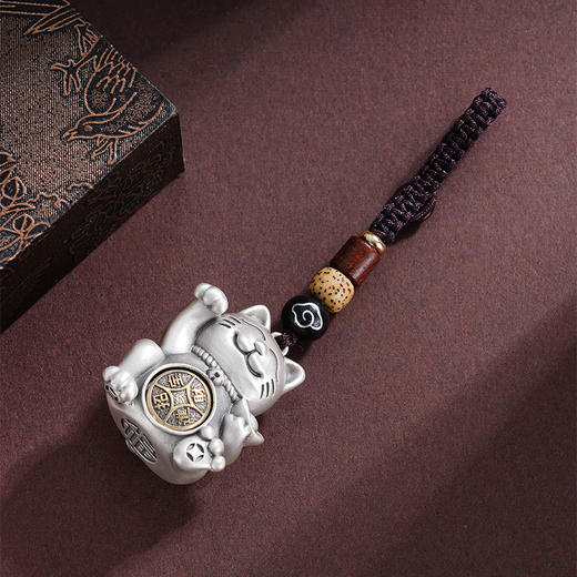 子佩集S999【招财萌猫】钥匙扣【BX0200065】纯银小摆件招财进宝吉言猫2508 商品图3