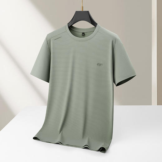 【DKP】大依优型大码男装螺纹圆领短袖T恤双面暗纹提花无痕T恤衫运动休闲 商品图1