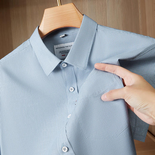 【DKP】【纯棉】大依优型大码男装条纹短袖衬衫商务休闲百搭T恤上衣 商品图3