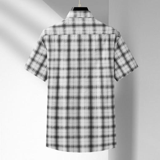 【DM】【纯棉】大依优型大码男装夏季格子短袖衬衫商务休闲百搭上衣T恤 商品图3