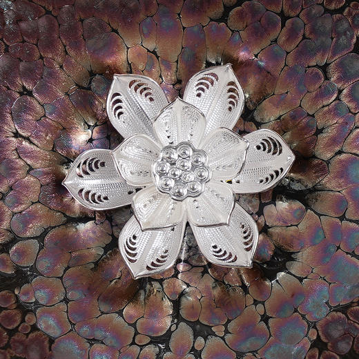 子佩集【娇花照水】S990银摆件【YSYCJ004】茶具品茗杯原创作品茶杯紫花丝莲花2509 商品图6