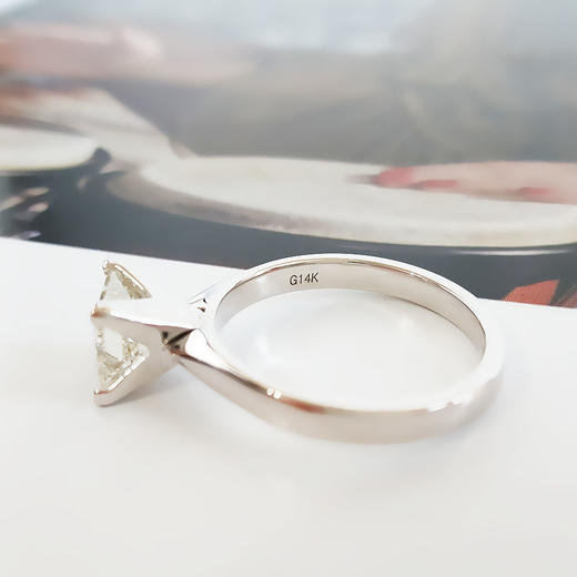 【天然正品】AU585白金经典时尚四爪款公主方形1.51克拉钻石戒指15号（戒圈可改）070326NJS04 商品图5