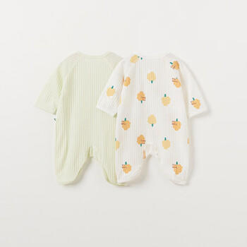 童泰（TONGTAI）婴儿连体衣夏季新生儿衣服宝宝家居内衣蝴蝶衣2件装 绿色66cm 商品图2