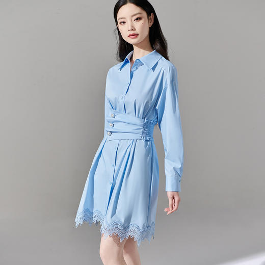 芳外简约通勤衬衫连衣裙优雅收腰休闲A字裙女8I24AL0242 商品图3