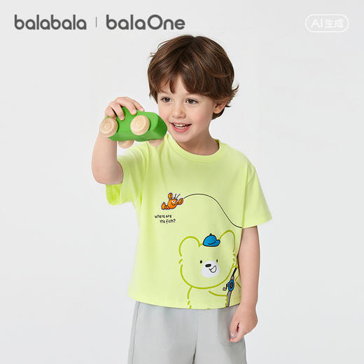 【balaOne】巴拉巴拉童装短袖t恤男女童2026新夏纯棉美式印花上衣 商品图2
