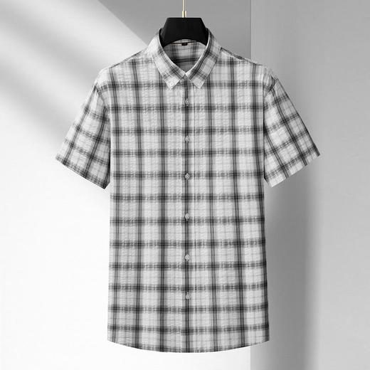 【DM】【纯棉】大依优型大码男装夏季格子短袖衬衫商务休闲百搭上衣T恤 商品图2