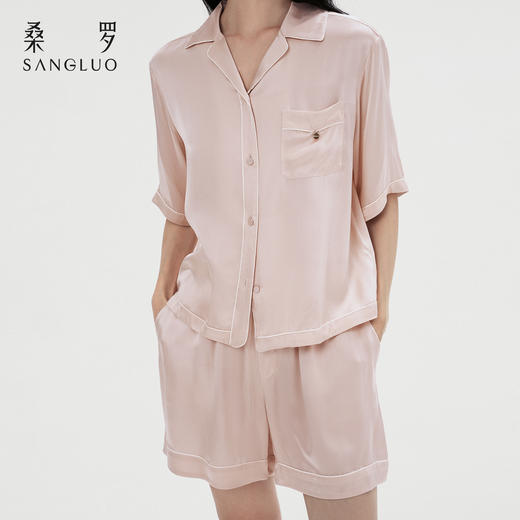 重磅』桑罗桑蚕丝23姆米短袖睡衣女士套装可外穿家居服 商品图4