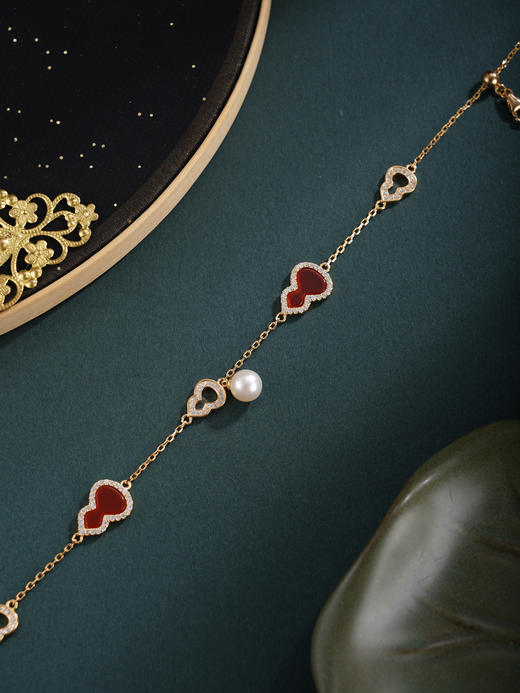 子佩集【福禄欢颜】银S925珍珠惜王妃手链【W6564】双色红葫芦2602 商品图8