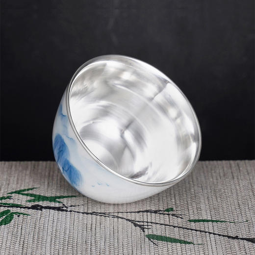 子佩集S990【晓风杨柳】摆件【FP020】纯银茶具青花柳树茶杯纯银内胆景德镇手绘2508 商品图2