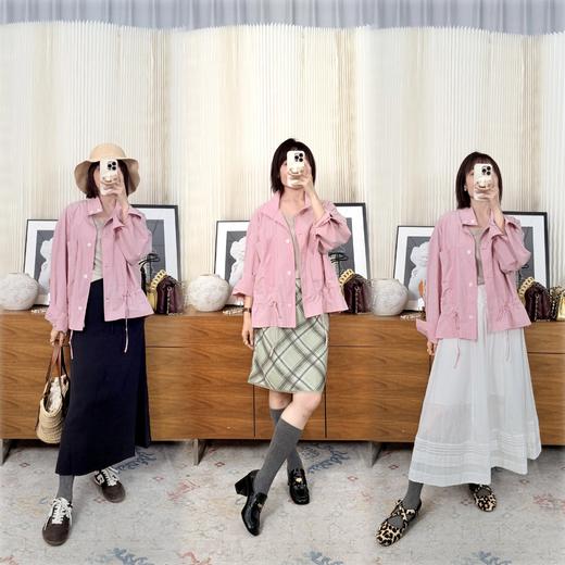 成长加法 本季蕞流行！春夏立领shacket 棉亚麻混纺立领外套 衬衫+外套二合一 腰间可调节松紧 商品图0