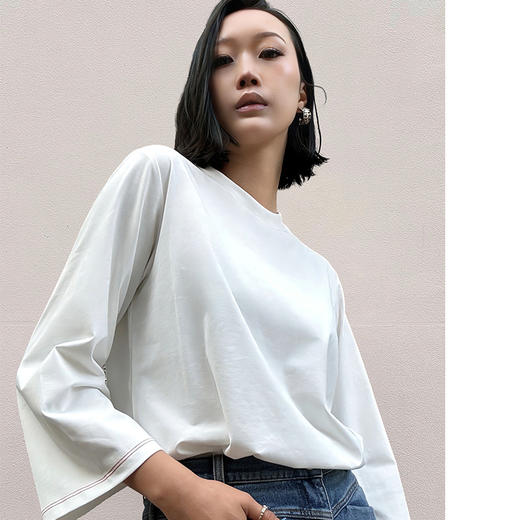 下摆开衩长袖T 商品图1