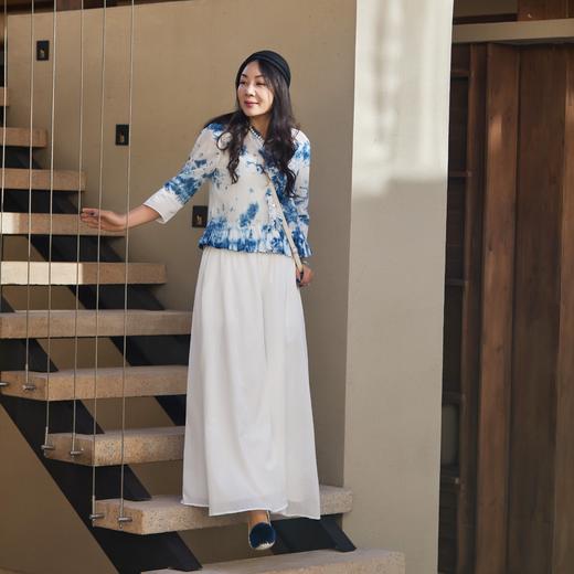 【林栖设计小店】植物染色|手工植物蓝云染优雅花边2026夏新款婴儿棉衬衣1962048 商品图3