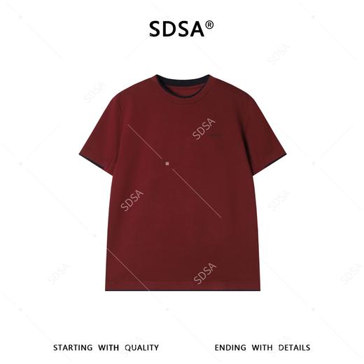 36308SDSA男装2026新款高贵轻奢撞色刺绣字母假两件圆领短袖T恤百搭 商品图2
