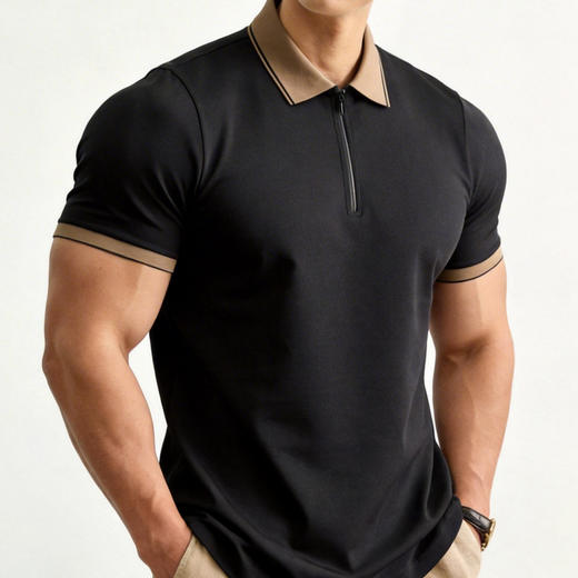 【DKP】【含桑蚕丝】大依优型大码男装夏季半拉链短袖POLO衫休闲棉质T恤 商品图4