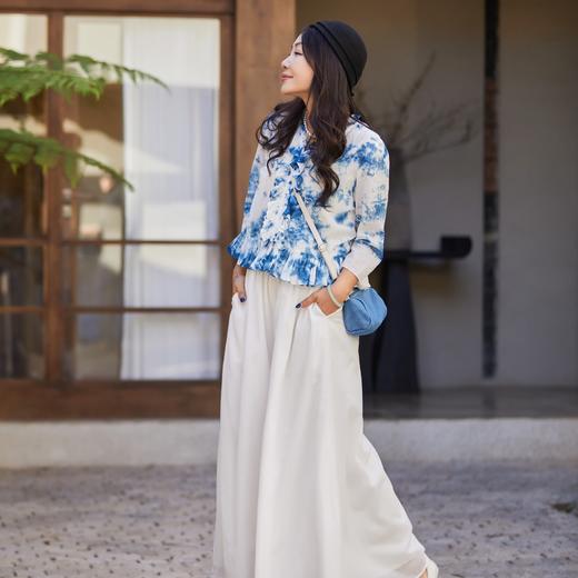 【林栖设计小店】植物染色|手工植物蓝云染优雅花边2026夏新款婴儿棉衬衣1962048 商品图2