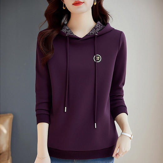 大码连帽卫衣女春装2026年新款洋气减龄休闲长袖女士紫色上衣外套 商品图1