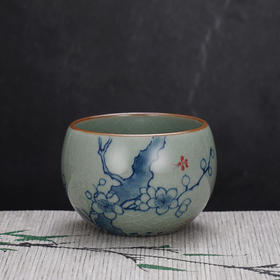 子佩集S990【寒梅傲雪】摆件【SR001】纯银茶具冰裂纹梅兰竹菊茶杯景德镇手绘2508