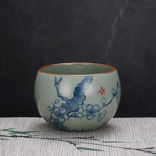 子佩集S990【寒梅傲雪】摆件【SR001】纯银茶具冰裂纹梅兰竹菊茶杯景德镇手绘2508 商品图0